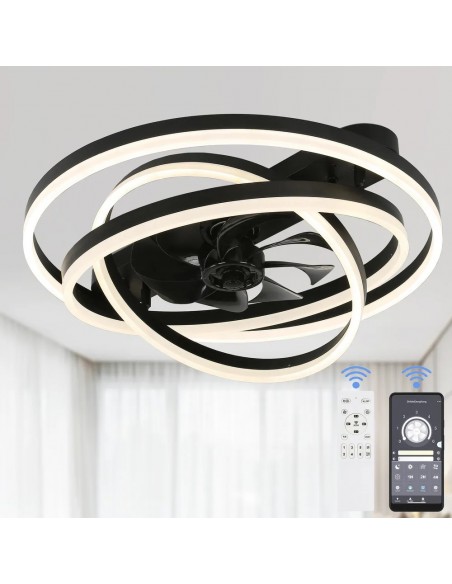 Oaks Aura 24 inch DIY Shape Low Profile Ceiling Fan Smart App Control Remote 6-Speed DC Motor Ceiling Lighting