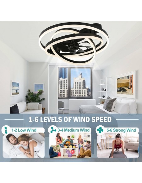 Oaks Aura 24 inch DIY Shape Low Profile Ceiling Fan Smart App Control Remote 6-Speed DC Motor Ceiling Lighting