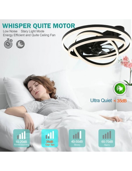 Oaks Aura 24 inch DIY Shape Low Profile Ceiling Fan Smart App Control Remote 6-Speed DC Motor Ceiling Lighting