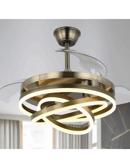 Oaks Aura 42in. DIY Shape LED Retractable Ceiling Fan With Light 6 Speed Latest DC Motor Remote Control Retractable Ceiling Fan