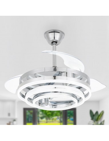 Oaks Aura 36in. DIY Shape LED Retractable Ceiling Fan With Light 6 Speed Latest DC Motor Remote Control Retractable Ceiling Fan