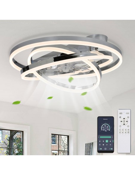 Oaks Aura 24 inch DIY Shape Low Profile Ceiling Fan Smart App Control Remote 6-Speed DC Motor Ceiling Lighting