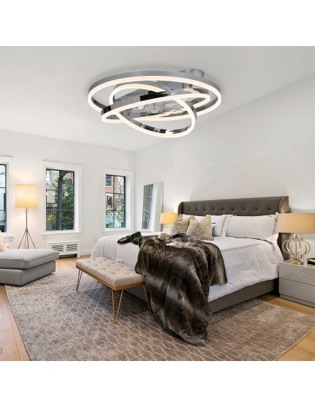 Oaks Aura 24 inch DIY Shape Low Profile Ceiling Fan Smart App Control Remote 6-Speed DC Motor Ceiling Lighting