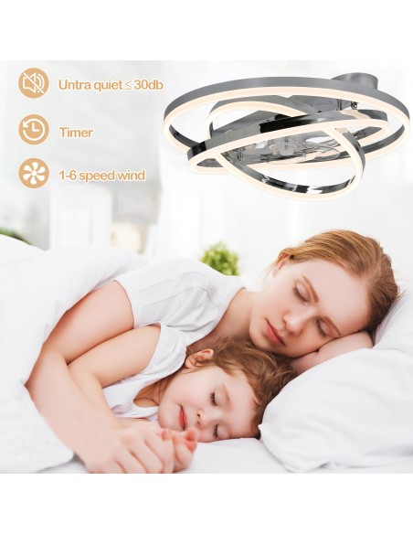 Oaks Aura 24 inch DIY Shape Low Profile Ceiling Fan Smart App Control Remote 6-Speed DC Motor Ceiling Lighting
