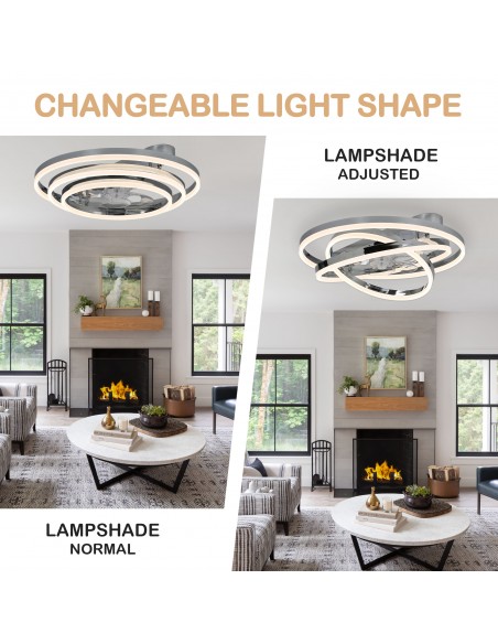 Oaks Aura 24 inch DIY Shape Low Profile Ceiling Fan Smart App Control Remote 6-Speed DC Motor Ceiling Lighting