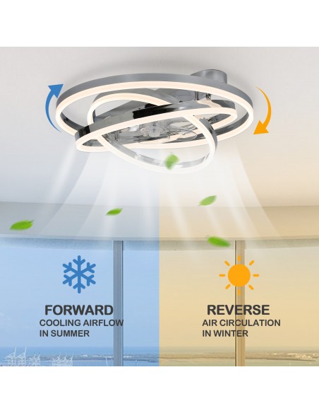 Oaks Aura 24 inch DIY Shape Low Profile Ceiling Fan Smart App Control Remote 6-Speed DC Motor Ceiling Lighting