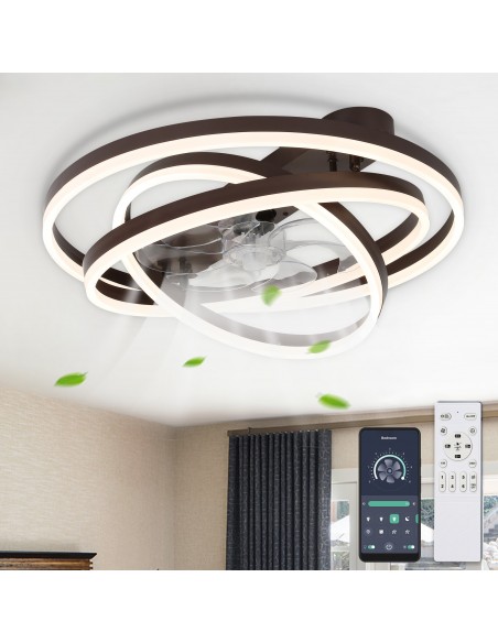 Oaks Aura 24 inch DIY Shape Low Profile Ceiling Fan Smart App Control Remote 6-Speed DC Motor Ceiling Lighting