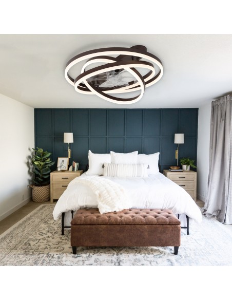 Oaks Aura 24 inch DIY Shape Low Profile Ceiling Fan Smart App Control Remote 6-Speed DC Motor Ceiling Lighting