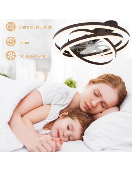 Oaks Aura 24 inch DIY Shape Low Profile Ceiling Fan Smart App Control Remote 6-Speed DC Motor Ceiling Lighting