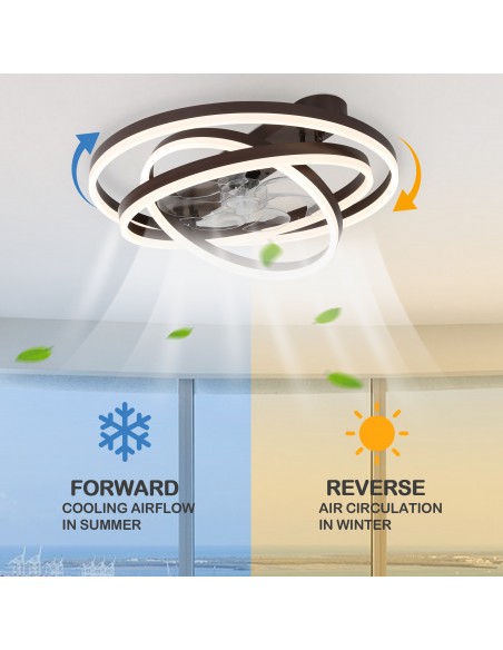 Oaks Aura 24 inch DIY Shape Low Profile Ceiling Fan Smart App Control Remote 6-Speed DC Motor Ceiling Lighting