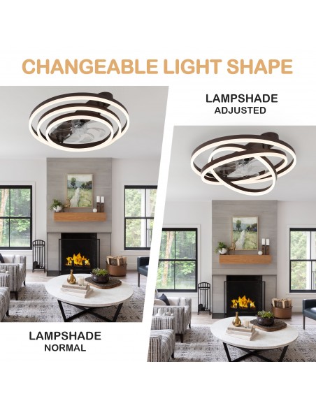 Oaks Aura 24 inch DIY Shape Low Profile Ceiling Fan Smart App Control Remote 6-Speed DC Motor Ceiling Lighting