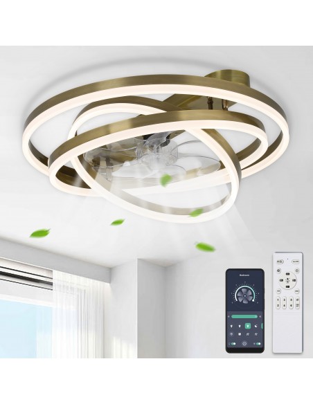 Oaks Aura 24 inch DIY Shape Low Profile Ceiling Fan Smart App Control Remote 6-Speed DC Motor Ceiling Lighting