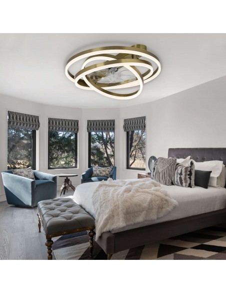 Oaks Aura 24 inch DIY Shape Low Profile Ceiling Fan Smart App Control Remote 6-Speed DC Motor Ceiling Lighting