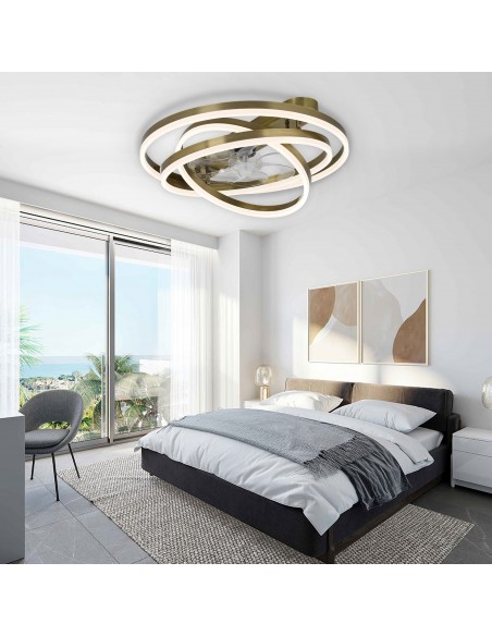 Oaks Aura 24 inch DIY Shape Low Profile Ceiling Fan Smart App Control Remote 6-Speed DC Motor Ceiling Lighting