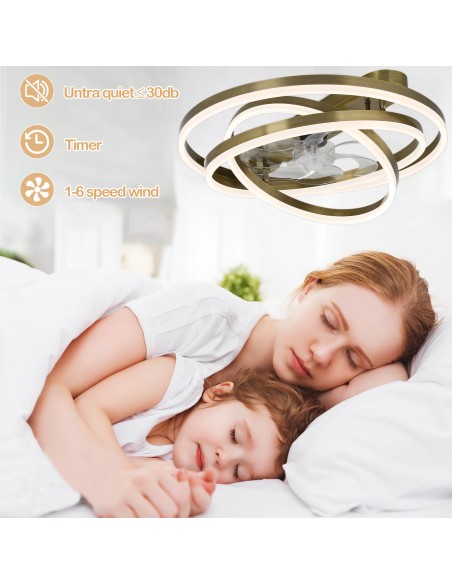Oaks Aura 24 inch DIY Shape Low Profile Ceiling Fan Smart App Control Remote 6-Speed DC Motor Ceiling Lighting