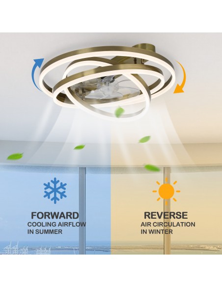 Oaks Aura 24 inch DIY Shape Low Profile Ceiling Fan Smart App Control Remote 6-Speed DC Motor Ceiling Lighting