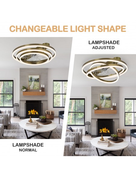 Oaks Aura 24 inch DIY Shape Low Profile Ceiling Fan Smart App Control Remote 6-Speed DC Motor Ceiling Lighting