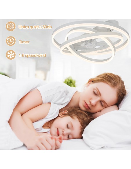 Oaks Aura 24 inch DIY Shape Low Profile Ceiling Fan Smart App Control Remote 6-Speed DC Motor Ceiling Lighting