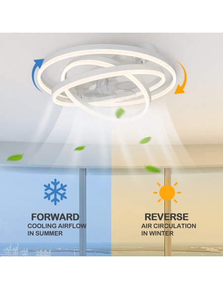 Oaks Aura 24 inch DIY Shape Low Profile Ceiling Fan Smart App Control Remote 6-Speed DC Motor Ceiling Lighting