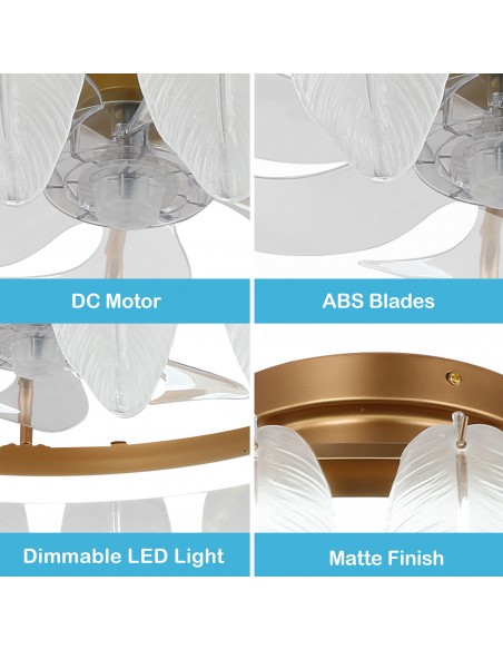 Oaks Aura 20'' Indoor Flush Mount Ceiling Fan with Lights and APP Control