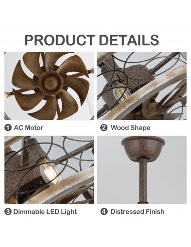 Oaks Aura 18" Farmhouse 4-Light Wood...