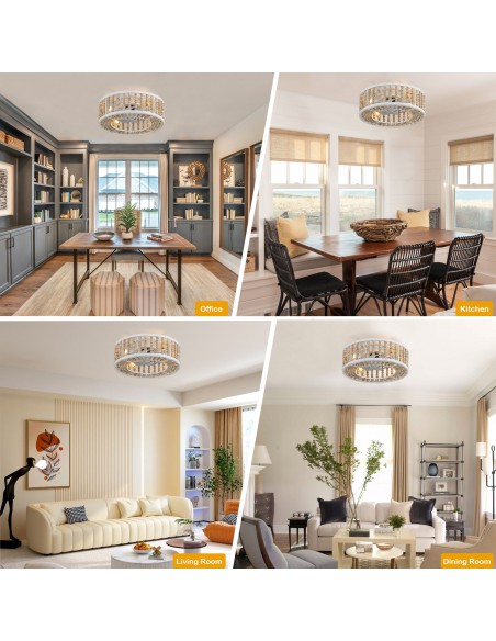 Oaks Aura 20" Bohemian Wood Beads Caged Ceiling Fan with Lights Remote 3-Speed Distressed White Reversible Ceiling Fan