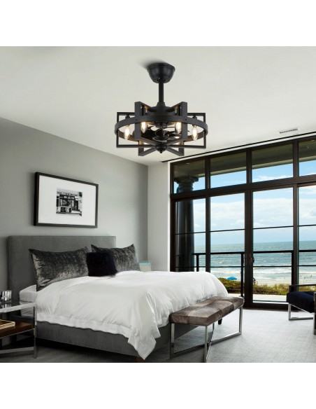 Oaks Aura 18" Industrial Ceiling Fan with Lights Remote 3-Speed Reversible Blades Ceiling Fan