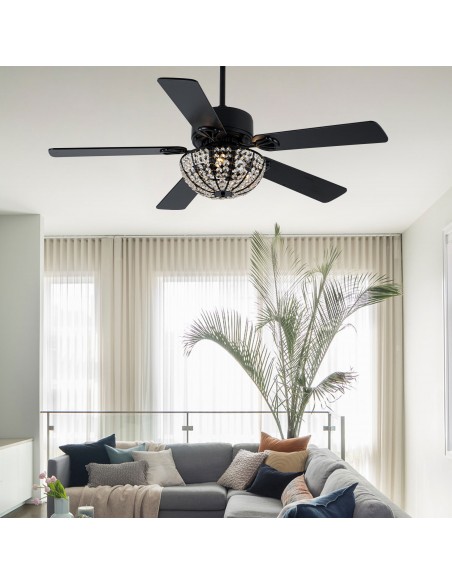 Oaks Aura 52” Reversible Crystal Ceiling Fan Remote 6-Speed DC Motor Ceiling Lighting