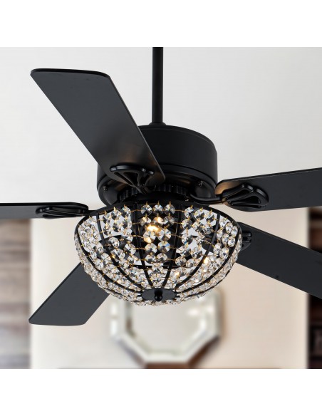 Oaks Aura 52” Reversible Crystal Ceiling Fan Remote 6-Speed DC Motor Ceiling Lighting