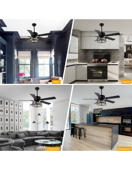 Oaks Aura 52” Reversible Crystal Ceiling Fan Remote 6-Speed DC Motor Ceiling Lighting