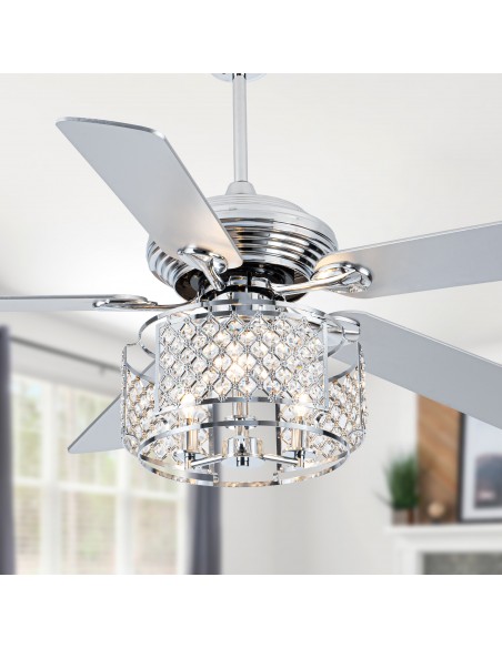 Oaks Aura 52” Reversible Crystal Ceiling Fan Remote 6-Speed DC Motor Ceiling Lighting