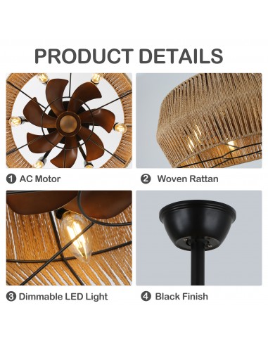 Oaks Aura 18" Rattan Hemp Drum Style...