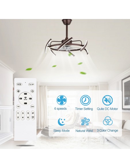 Oaks Aura DIY Shape Adjustable Ceiling Fan with Lights Remote&APP Control 3-Color Changing 6-Speed