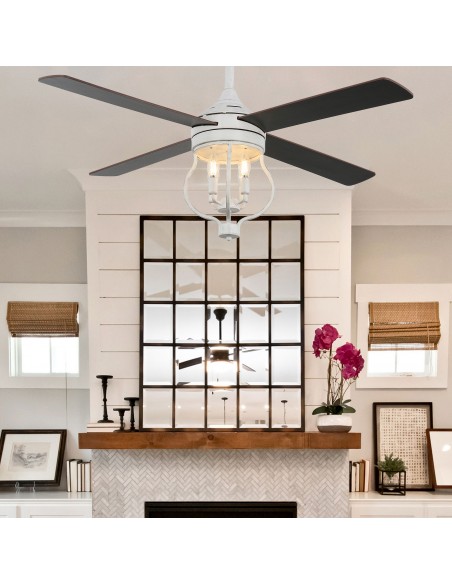 Oaks Aura 52” 4-Blade Reversible Ceiling Fan with Remote Control and Light Kit Included