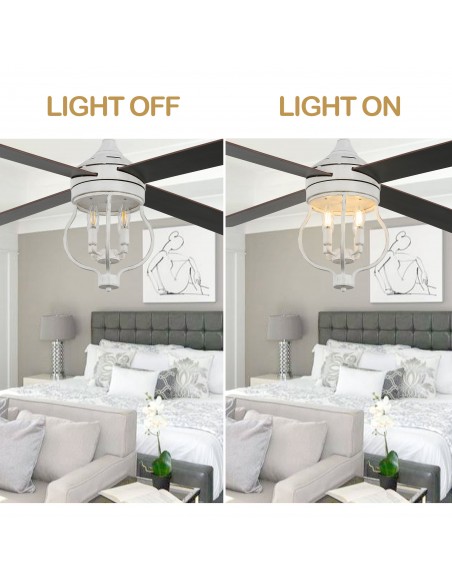 Oaks Aura 52” 4-Blade Reversible Ceiling Fan with Remote Control and Light Kit Included