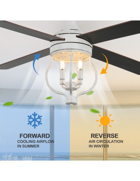 Oaks Aura 52” 4-Blade Reversible Ceiling Fan with Remote Control and Light Kit Included