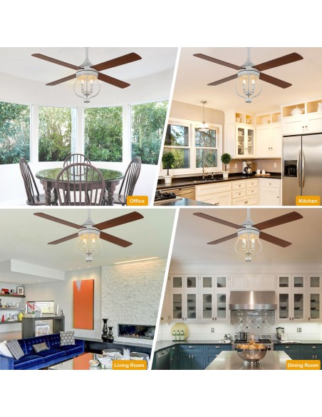 Oaks Aura 52” 4-Blade Reversible Ceiling Fan with Remote Control and Light Kit Included