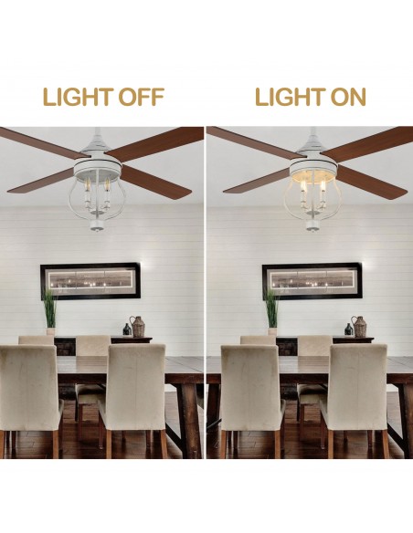 Oaks Aura 52” 4-Blade Reversible Ceiling Fan with Remote Control and Light Kit Included