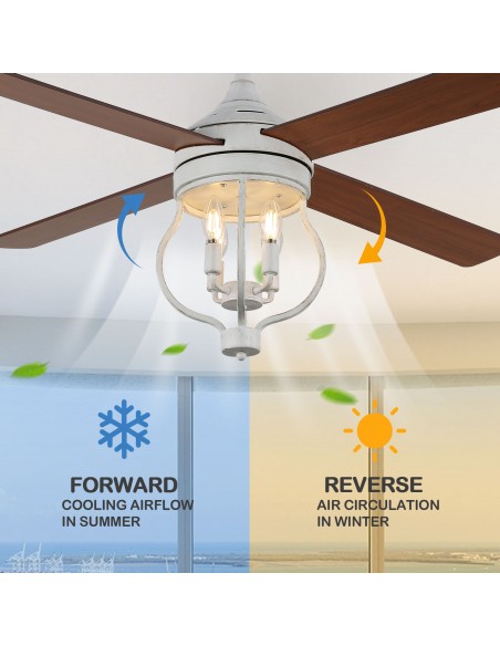 Oaks Aura 52” 4-Blade Reversible Ceiling Fan with Remote Control and Light Kit Included