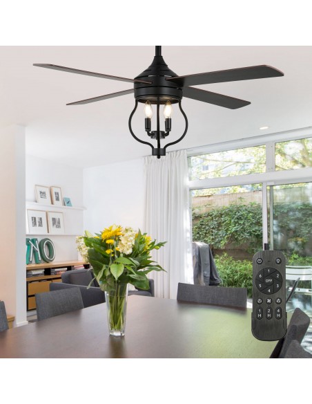 Oaks Aura 52" 4-Blade Reversible Ceiling Fan with Remote Control and Light Kit Included