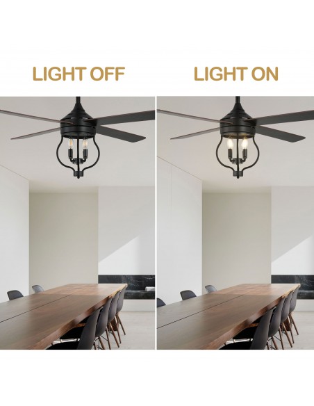 Oaks Aura 52" 4-Blade Reversible Ceiling Fan with Remote Control and Light Kit Included