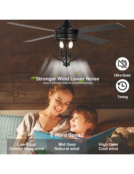 Oaks Aura 52" 4-Blade Reversible Ceiling Fan with Remote Control and Light Kit Included