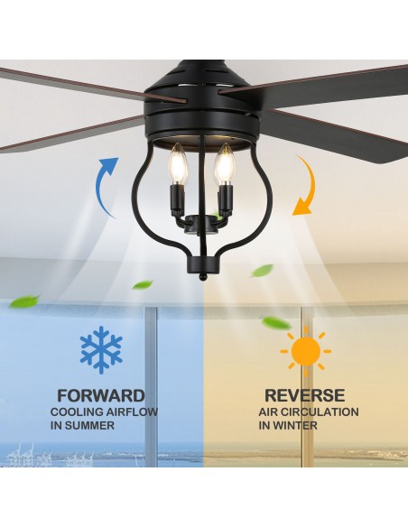 Oaks Aura 52" 4-Blade Reversible Ceiling Fan with Remote Control and Light Kit Included