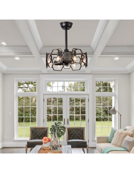 Oaks Aura 19” Glass Ceiling Fan with Lights and Remote Control, 6-Speed DC Motor Ceiling Lighting