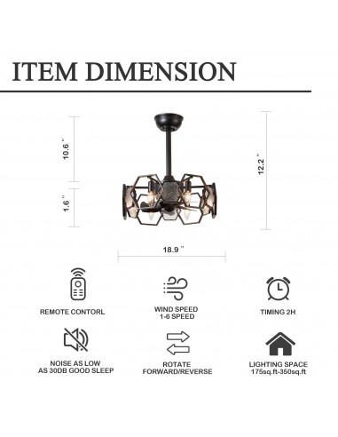 Oaks Aura 19” Glass Ceiling Fan with...