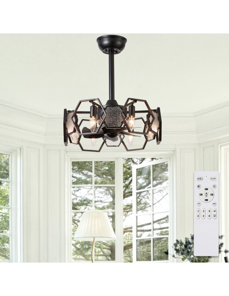 Oaks Aura 19” Glass Ceiling Fan with Lights and Remote Control, 6-Speed DC Motor Ceiling Lighting