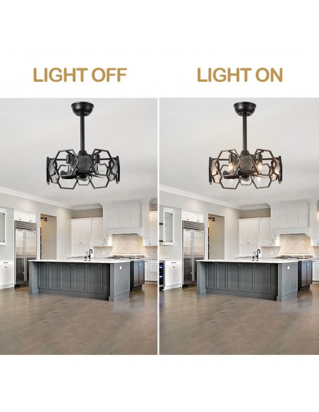 Oaks Aura 19” Glass Ceiling Fan with Lights and Remote Control, 6-Speed DC Motor Ceiling Lighting