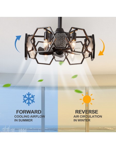 Oaks Aura 19” Glass Ceiling Fan with Lights and Remote Control, 6-Speed DC Motor Ceiling Lighting