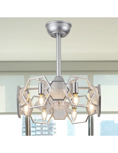 Oaks Aura 19” Glass Ceiling Fan with Lights and Remote Control, 6-Speed DC Motor Ceiling Lighting