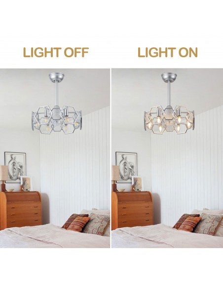 Oaks Aura 19” Glass Ceiling Fan with Lights and Remote Control, 6-Speed DC Motor Ceiling Lighting